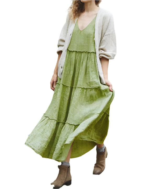 Dames Zomerjurk Mouwloos Katoen en Linnen 0