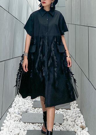 Dames Zwarte Jurk met Revers en Tule 1