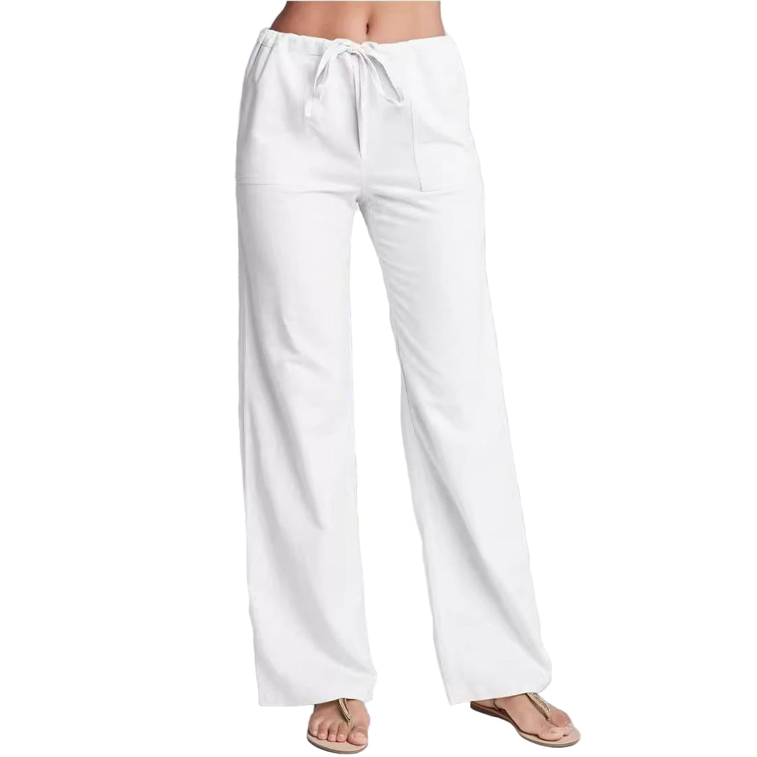 Damesbroek Losse Pasvorm Katoen-Linnenmix voor Casual Gebruik 0