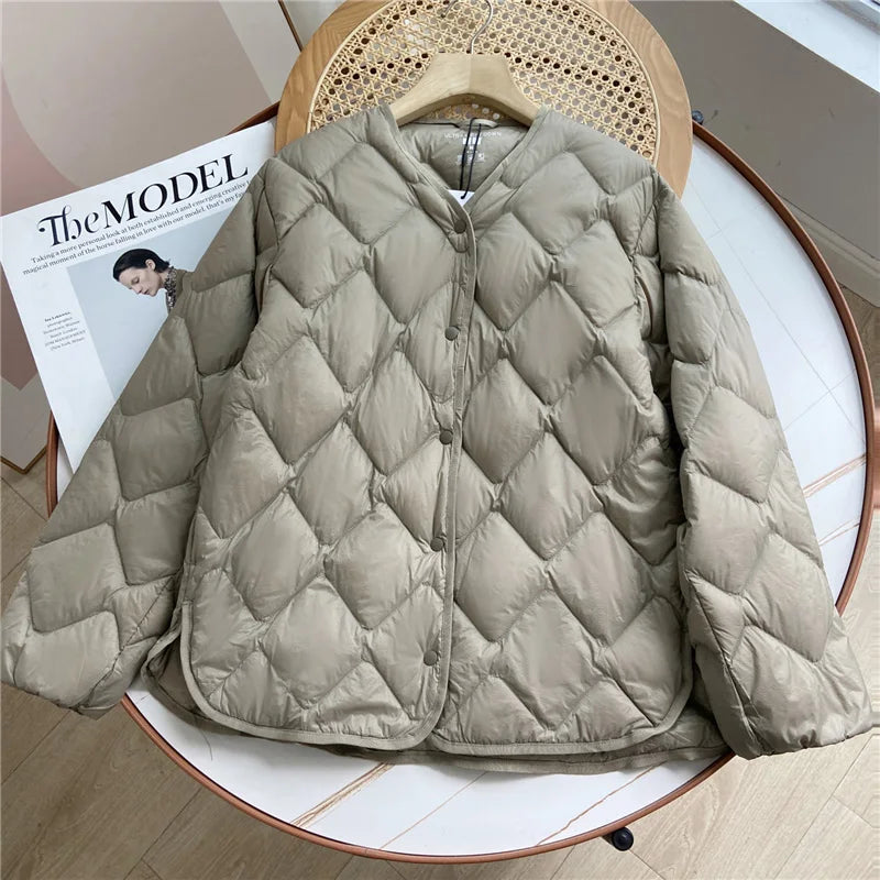 Damesjas Winter Kraagloos Losse Pasvorm Puffer Jacket 3