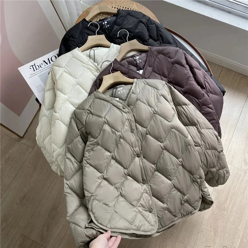 Damesjas Winter Kraagloos Losse Pasvorm Puffer Jacket 5