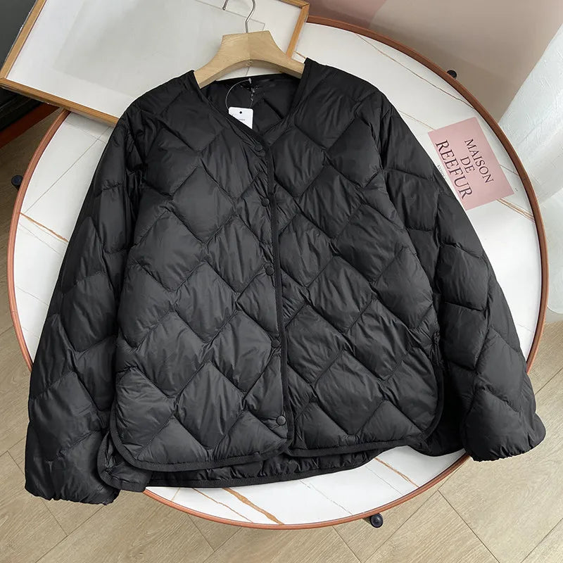 Damesjas Winter Kraagloos Losse Pasvorm Puffer Jacket 8
