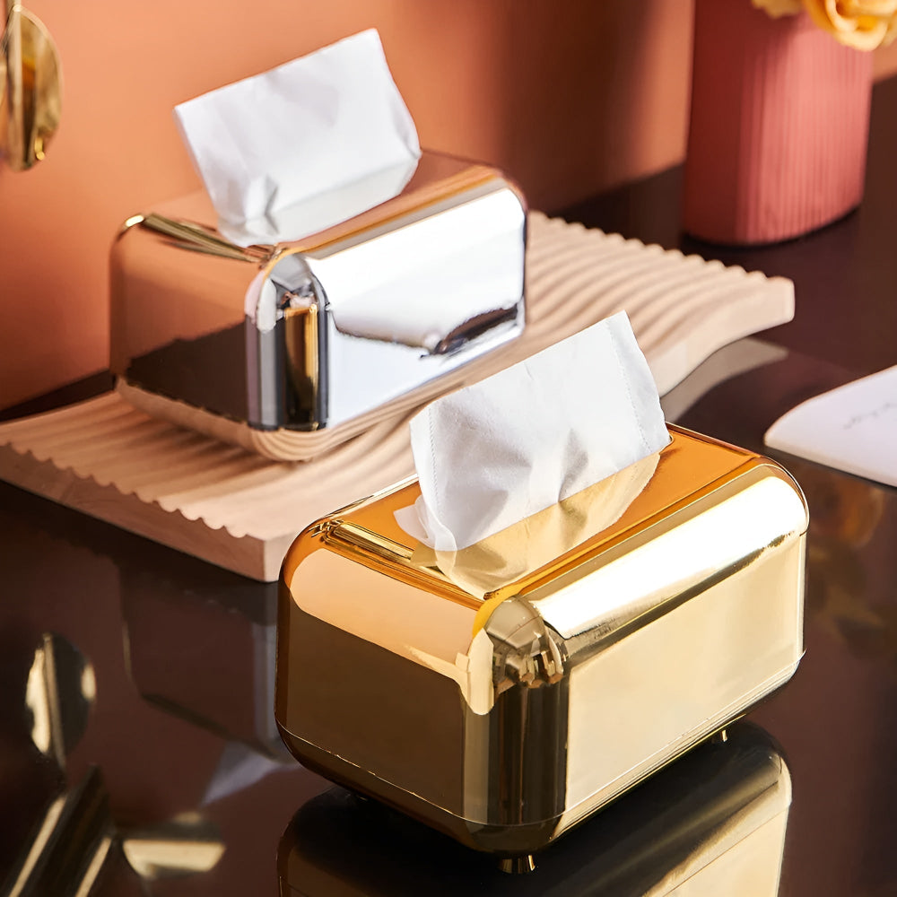 Decoratieve Tissuebox met Gouden Spiegelafwerking 2
