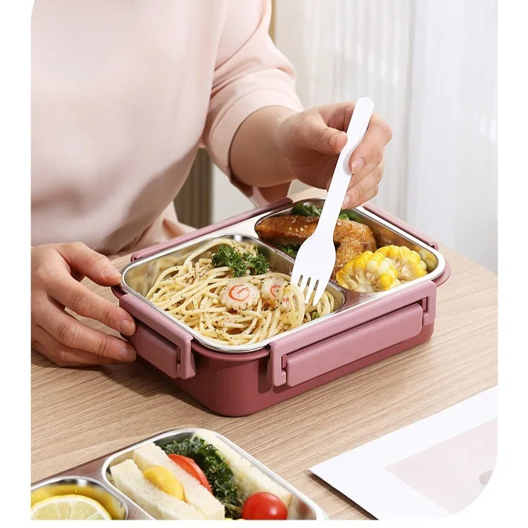 Geïsoleerde Lunchbox Bento Stijl Roestvrijstaal 3