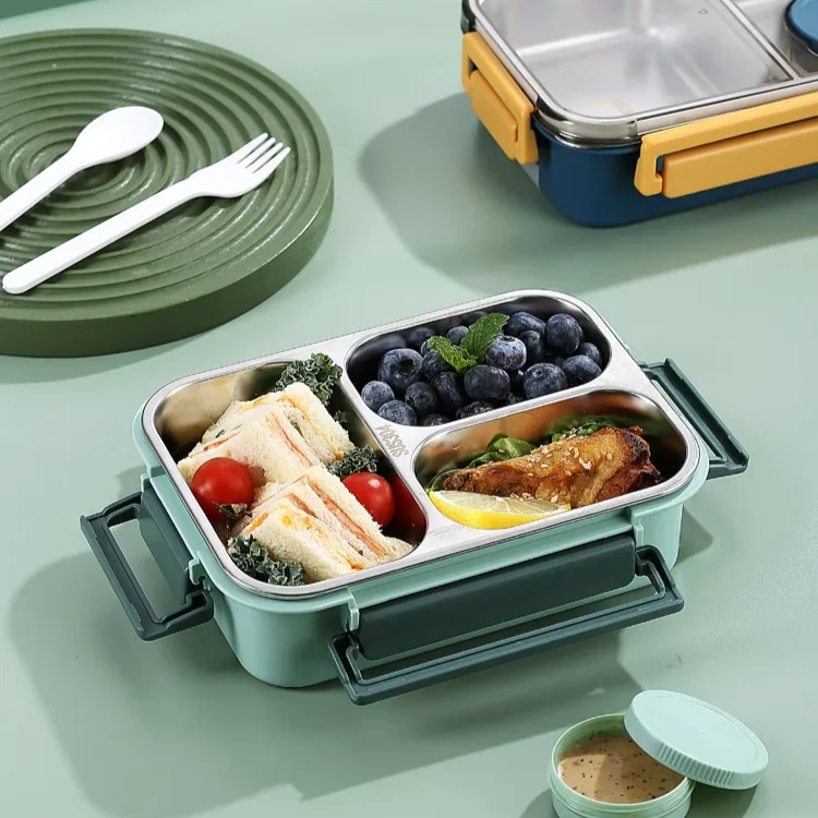 Geïsoleerde Lunchbox Bento Stijl Roestvrijstaal 4