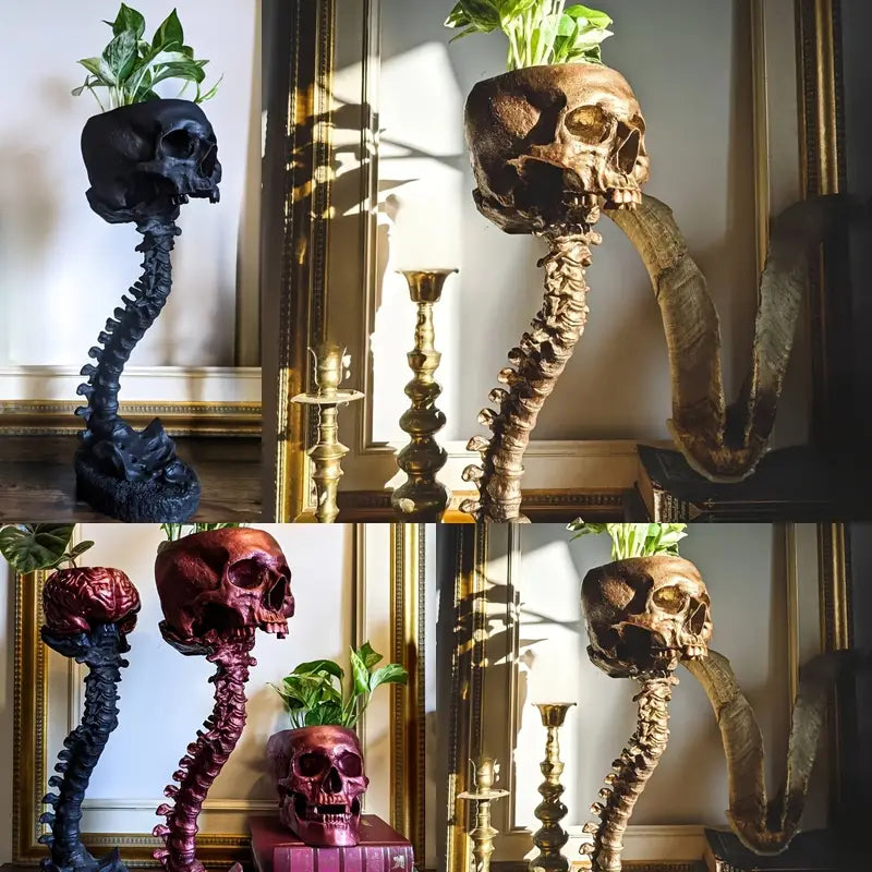 Gothic Planter met Schedel en Wervel voor Planten 1