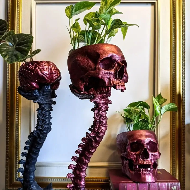 Gothic Planter met Schedel en Wervel voor Planten 4