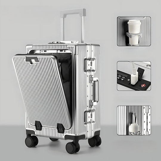 Handbagage Koffer Voor Zakenreizigers Met Aluminium Frame En USB Oplaadpoort 0