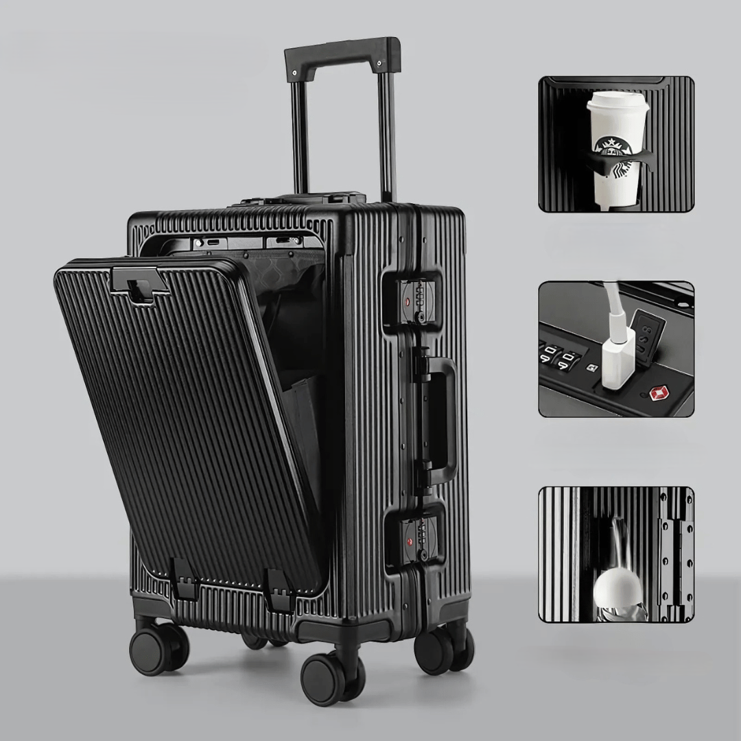 Handbagage Koffer Voor Zakenreizigers Met Aluminium Frame En USB Oplaadpoort 11