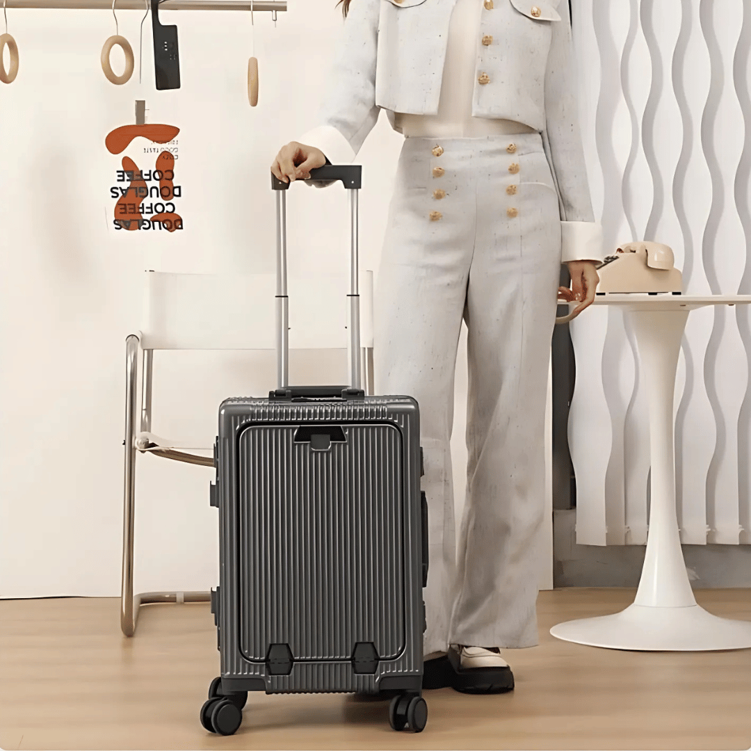 Handbagage Koffer Voor Zakenreizigers Met Aluminium Frame En USB Oplaadpoort 2