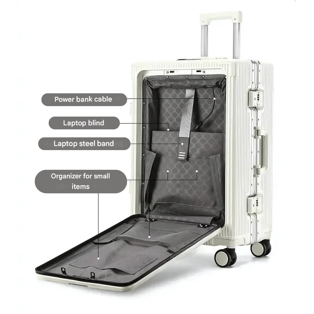 Handbagage Koffer Voor Zakenreizigers Met Aluminium Frame En USB Oplaadpoort 5