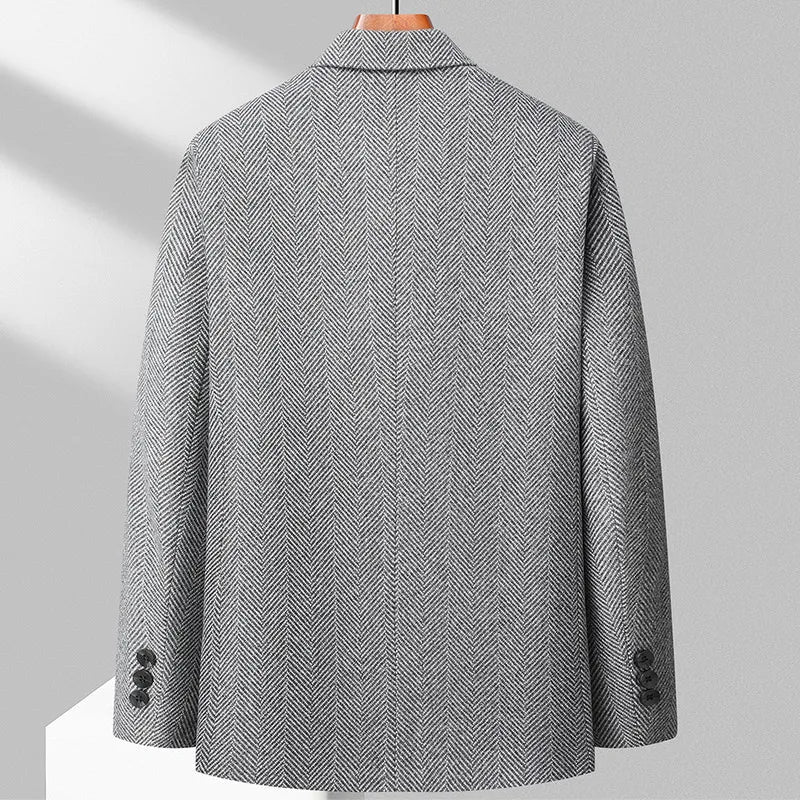 Heren Blazer Wolmix Klassiek Sillbenspatroon Met Gesneden Revers 3