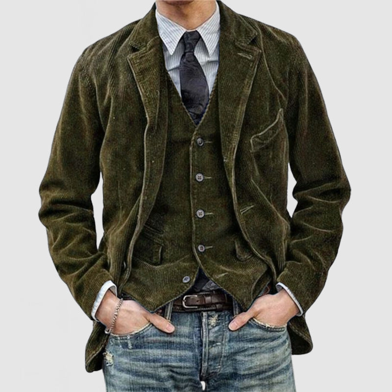 Heren Blazer en Weste Set van Corduroy 1
