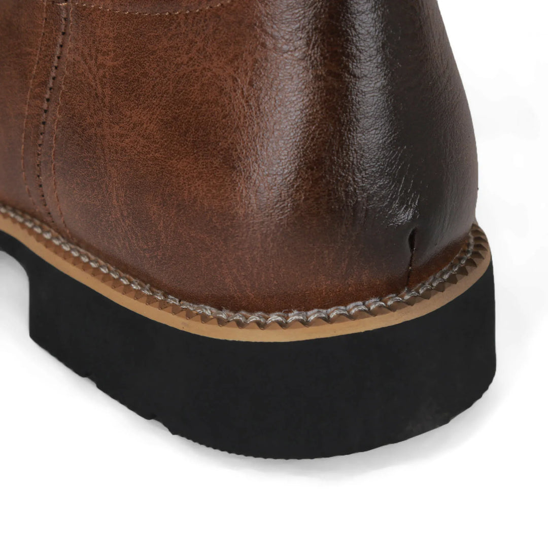Heren Boots Retro Geborduurd Denim Slip-On Met Vierkante Neus 4