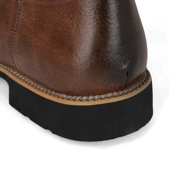 Heren Boots Retro Geborduurd Denim Slip-On Met Vierkante Neus 4