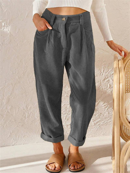 Heren Broek Casual Corduroy Katoen met Diepe Voorzakken 2