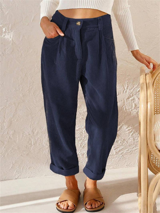 Heren Broek Casual Corduroy Katoen met Diepe Voorzakken 4