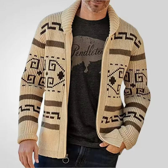 Heren Cardigan Gebreid Met Rits En Patroon Voor Casual En Semi-Casual Gelegenheden 2