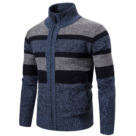 Heren Cardigan Slim Fit Gebreid met Streepdesign 0
