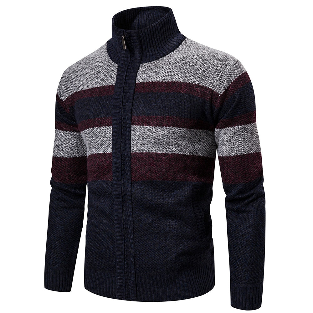 Heren Cardigan Slim Fit Gebreid met Streepdesign 4
