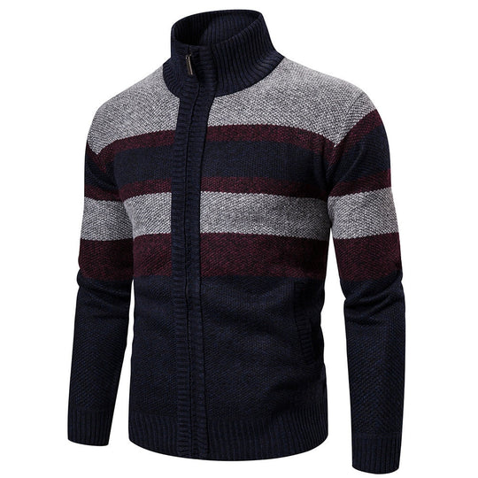 Heren Cardigan Slim Fit Gebreid met Streepdesign 4