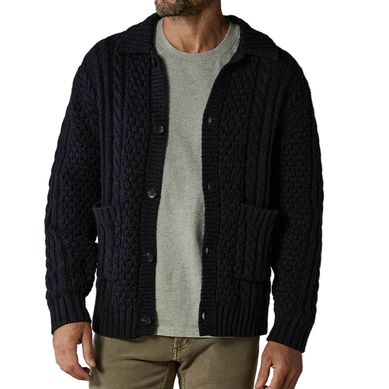 Heren Cardigan Wol Kabelbrei Relaxed Fit voor Mannen 0