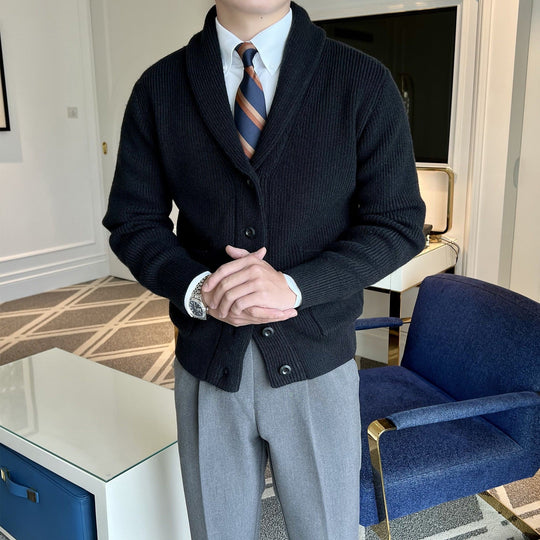 Heren Cardigan met Sjaalkraag - Ribbeltricot - Knopen - Casual tot Dressy 1