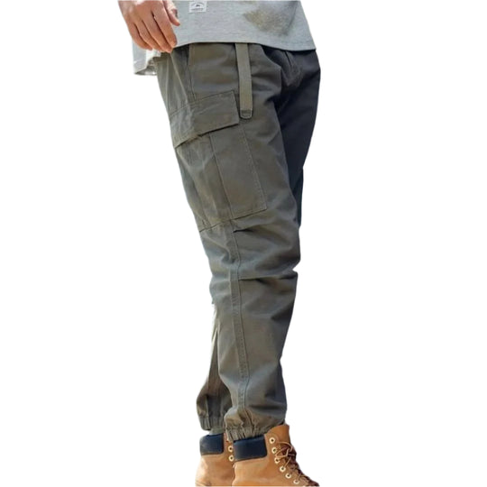 Heren Cargo Broek Vintage Stijl Katoen Met Riem 0