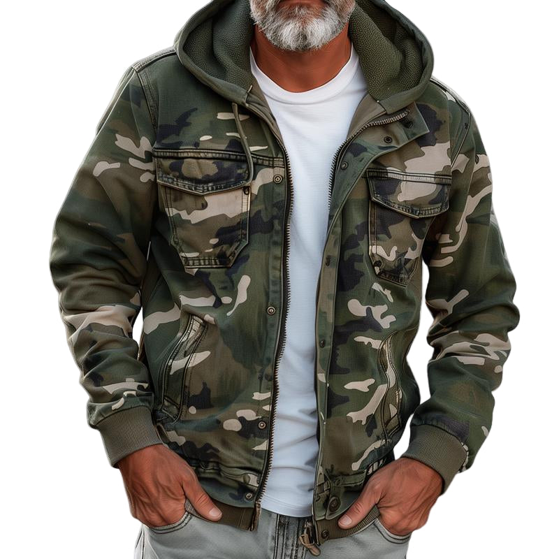 Heren Cargojack Camouflage Met Capuchon Trendy Casual Stijl 1