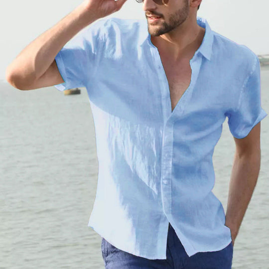 Heren Casual Shirt Korte Mouwen Met Button-Down Kraag 10