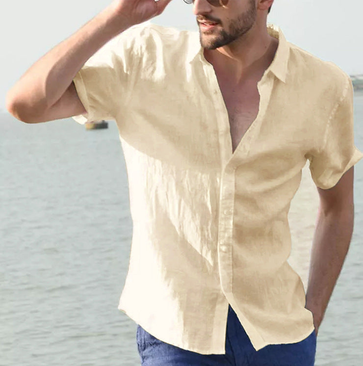 Heren Casual Shirt Korte Mouwen Met Button-Down Kraag 11