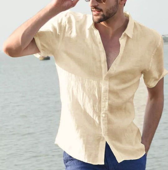 Heren Casual Shirt Korte Mouwen Met Button-Down Kraag 11