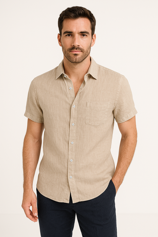Heren Casual Shirt Korte Mouwen Met Button-Down Kraag 6