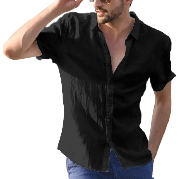 Heren Casual Shirt Korte Mouwen Met Button-Down Kraag 9