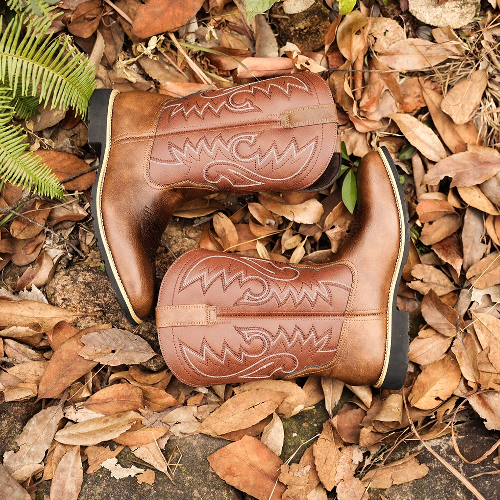 Heren Cowboylaarzen Hoge Top Retro Borduurpatroon 1