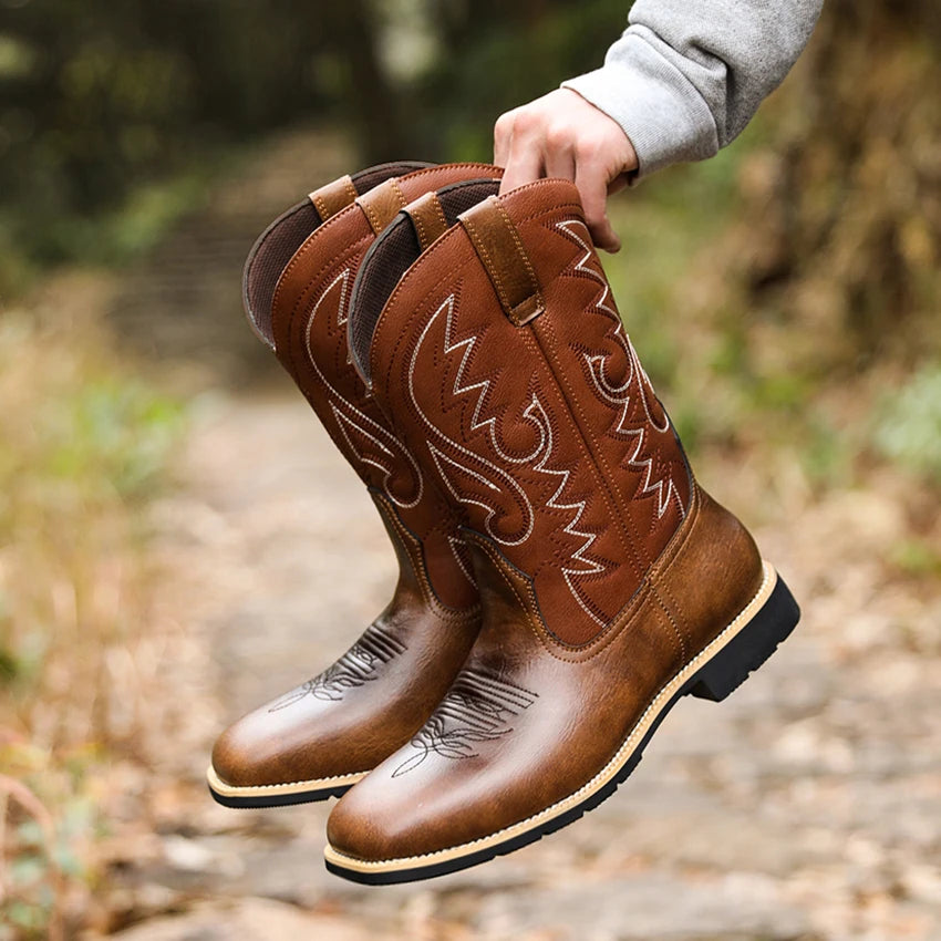 Heren Cowboylaarzen Hoge Top Retro Borduurpatroon 2