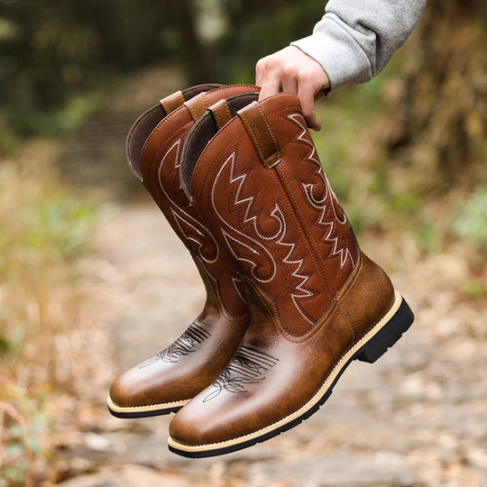 Heren Cowboylaarzen Hoge Top Retro Borduurpatroon 2