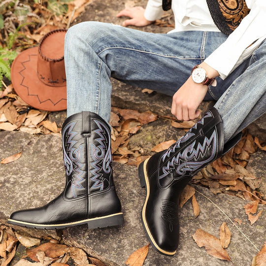 Heren Cowboylaarzen Hoge Top Retro Borduurpatroon 3