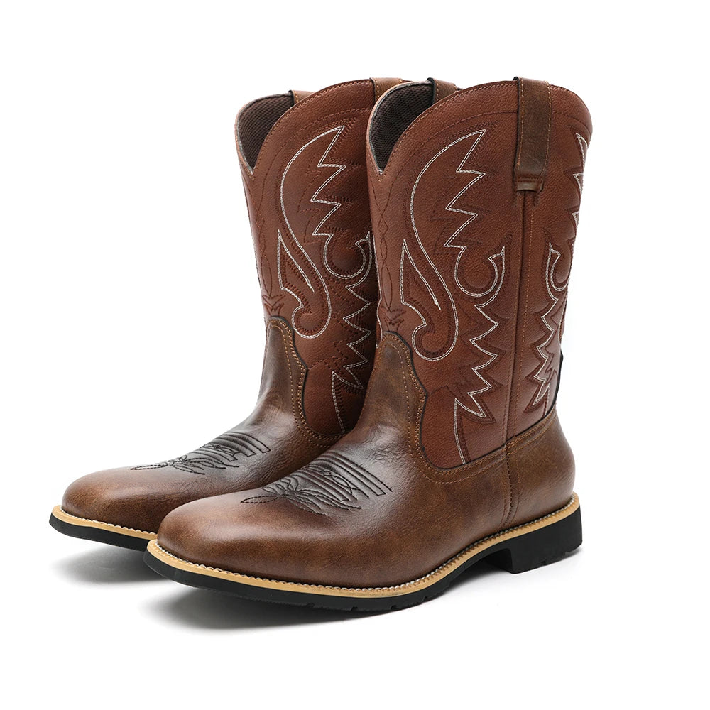 Heren Cowboylaarzen Hoge Top Retro Borduurpatroon 7