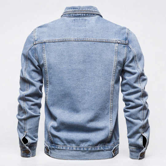 Heren Denim Jas Gewassen Met Dubbele Borstzakken 1