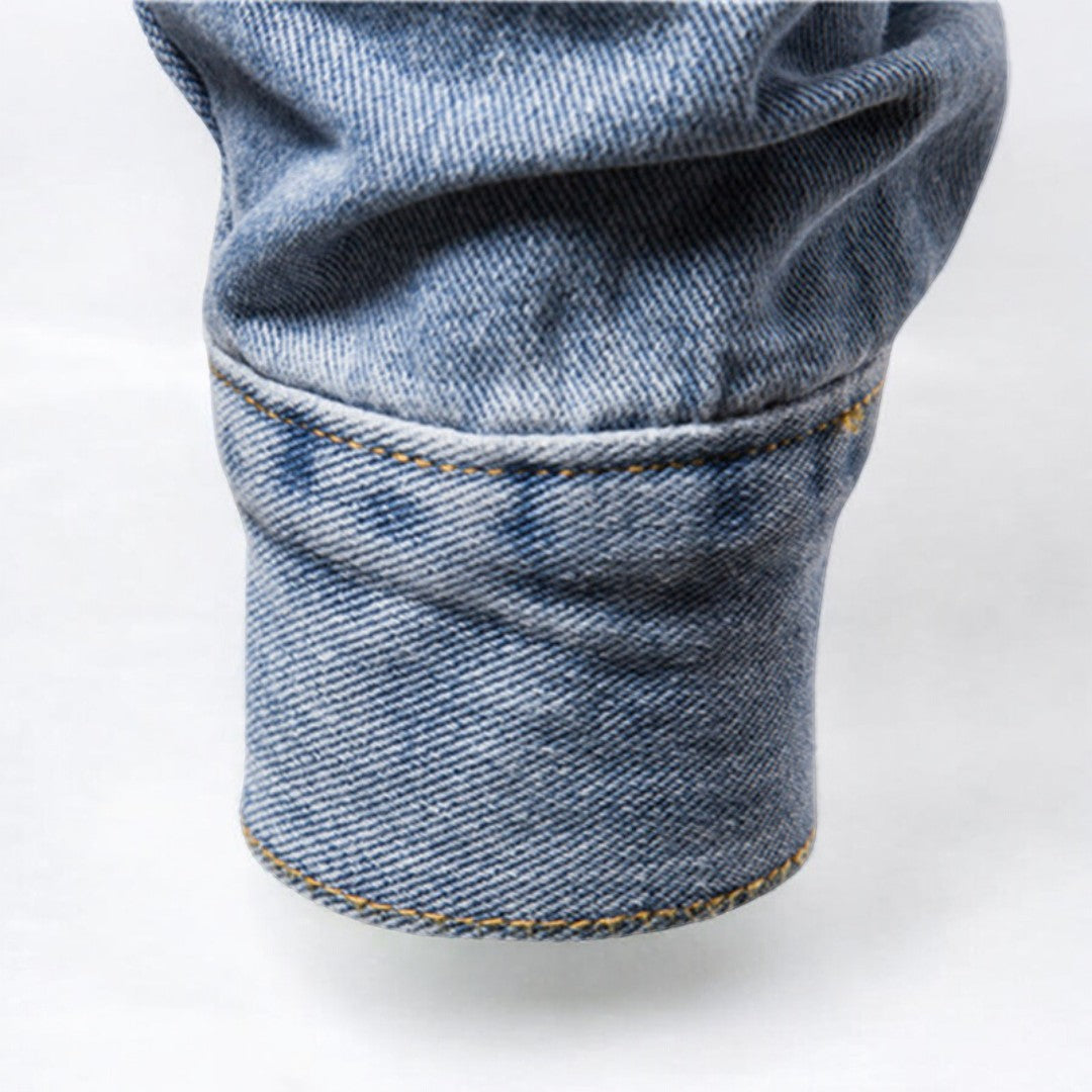 Heren Denim Jas Gewassen Met Dubbele Borstzakken 2