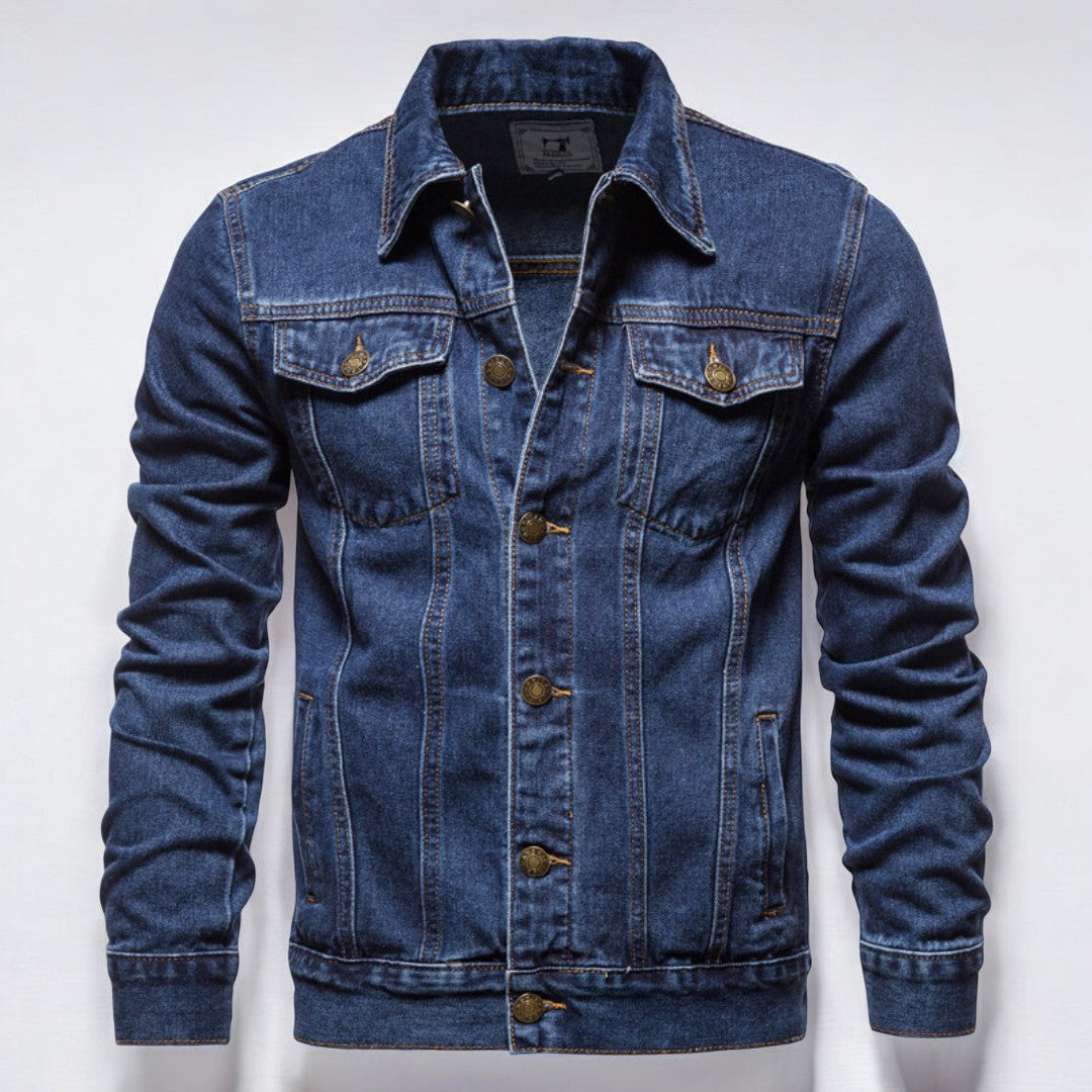 Heren Denim Jas Gewassen Met Dubbele Borstzakken 3