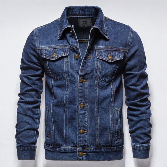 Heren Denim Jas Gewassen Met Dubbele Borstzakken 3