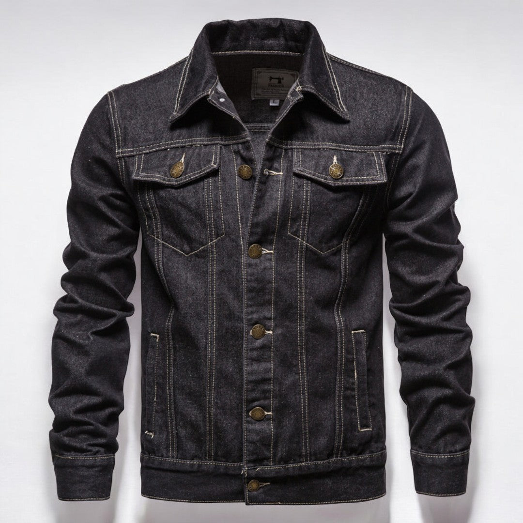 Heren Denim Jas Gewassen Met Dubbele Borstzakken 4