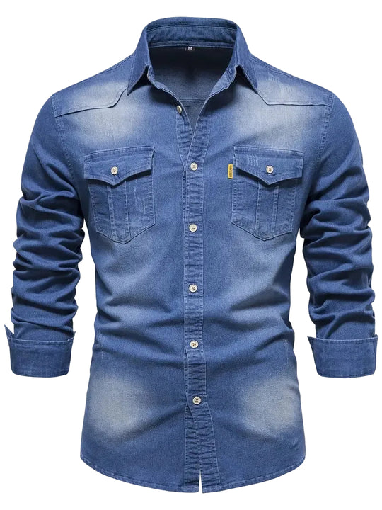 Heren Denim Overhemd Casual Stijl 0