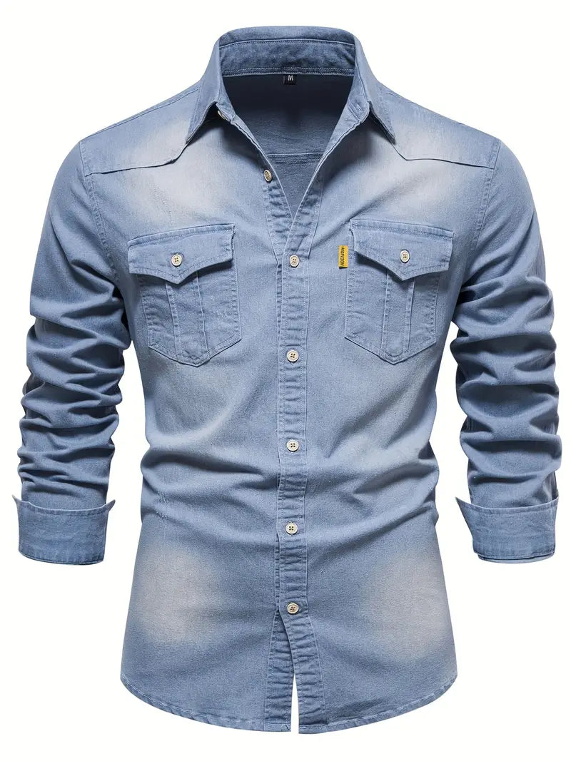 Heren Denim Overhemd Casual Stijl 1