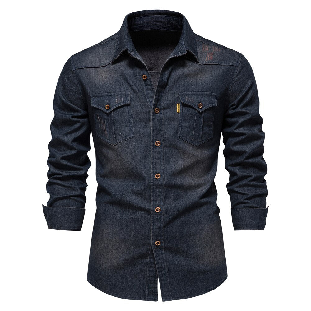 Heren Denim Overhemd Casual Stijl 3