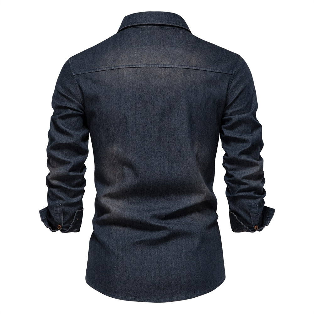 Heren Denim Overhemd Casual Stijl 5
