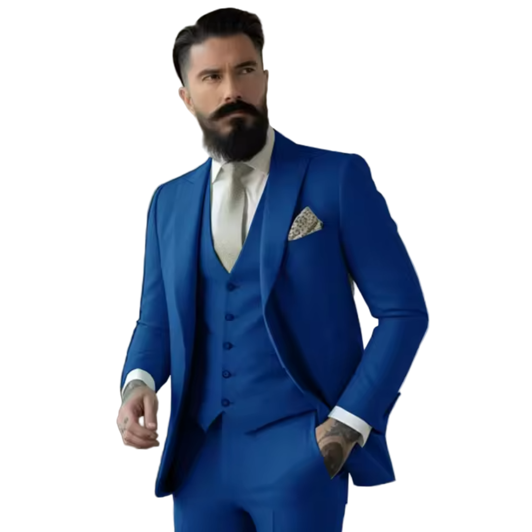 Heren Drie-Delige Pak Slim Fit Wolmix voor Bruiloften en Formele Evenementen 1
