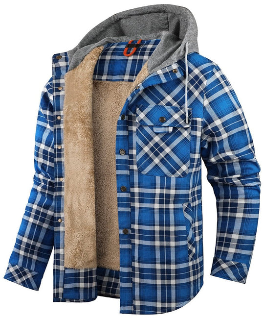 Heren Flanellen Jas met Capuchon en Voering 4